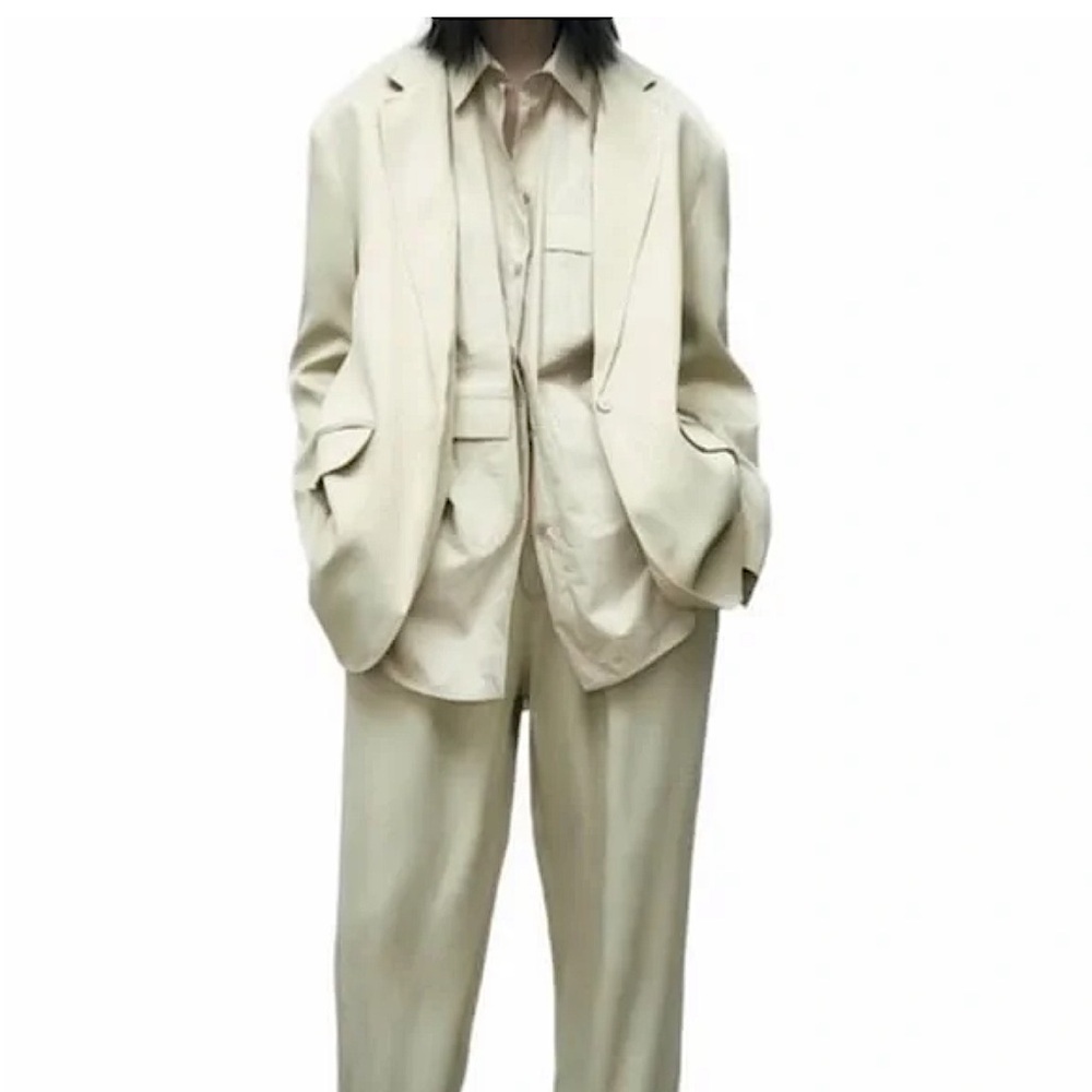 Zara olive satin suit jacket and pants S - Picture 6 of 6